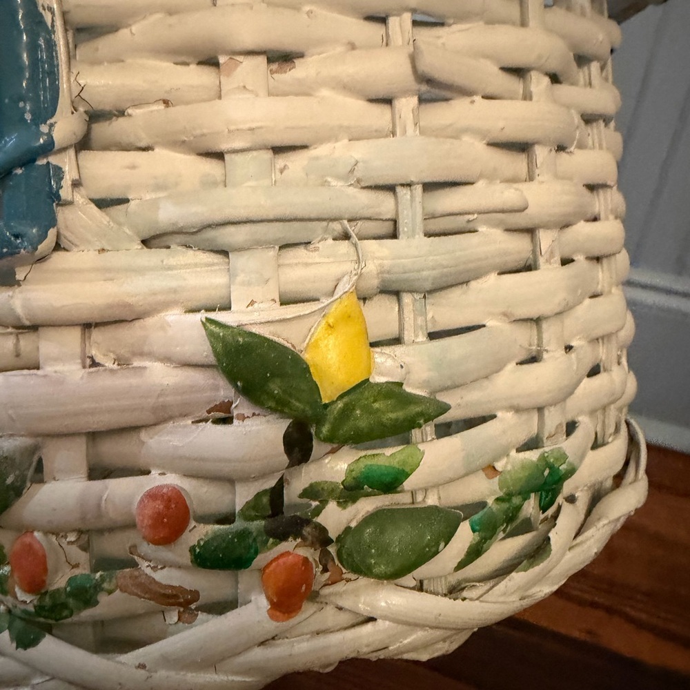 Cottagecore Grannycore Vintage Duck Goose Cottage Whicker Basket W/ Handle - Picture 8 of 8